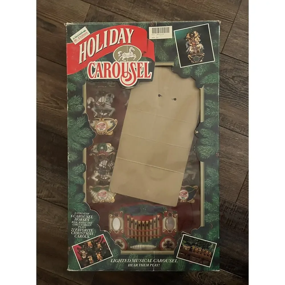 Mr Christmas Holiday Carousel 6 Horse 21 Carols Music Lights Box -Video In Pics!